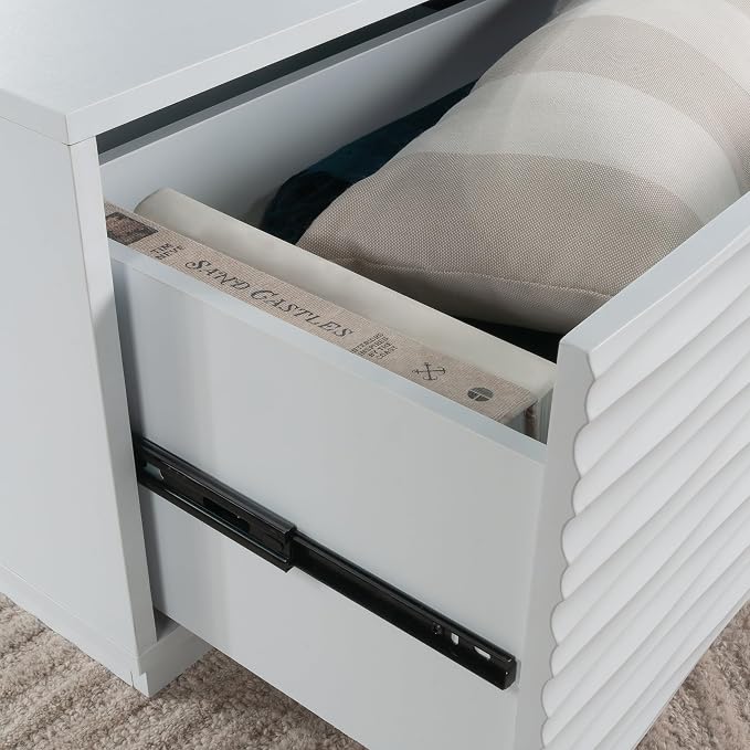 White Coffee Table with 2 Storage Drawers 31 in, Modern Living Room Center - Image 6