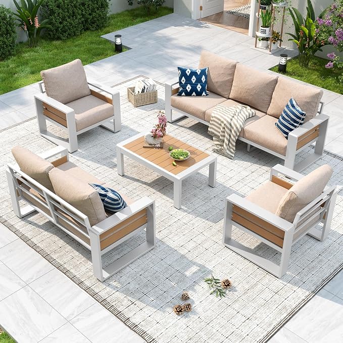 Aoxun Aluminum Patio Furniture Set, 5 Piece Luxury Outdoor Sectional by Aoxun