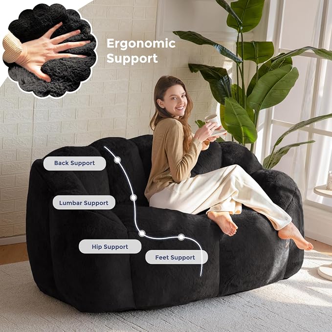 MAXYOYO Bean Bag Chair for Adults, Loveseat Floral Shaped Bean Bag Sofa - Image 8