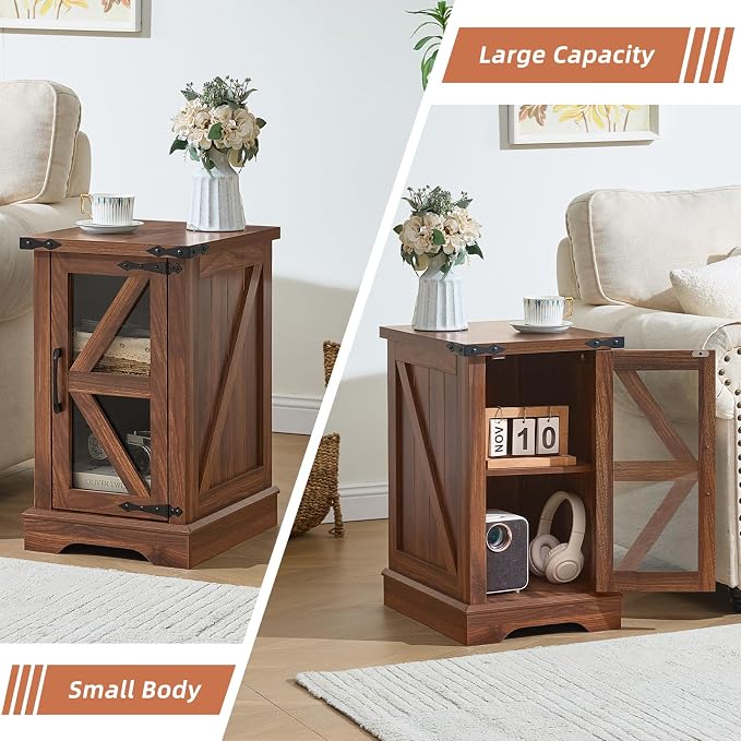 Joaxswe Narrow Night Stand for Small Spaces, Farmhouse Side End Table - Image 5