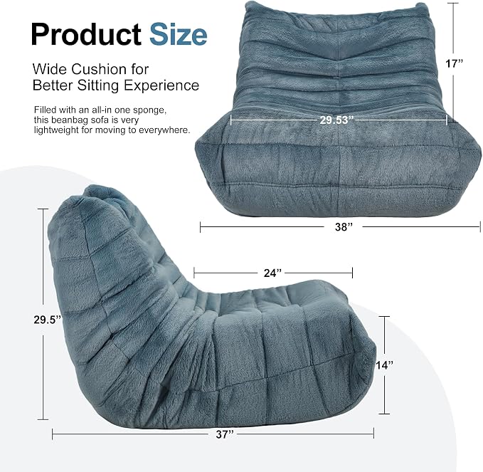 Bean Bag Chairs for Adults Giant Bean Bag Chair Memory Foam BeanBag Chair Bean - Image 2