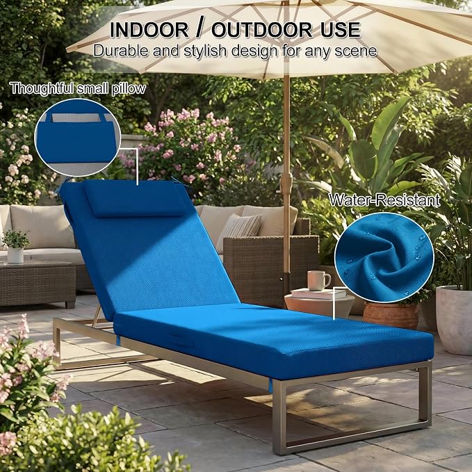 Outdoor Chaise Lounge Cushions, 71x21 Inch Olefin Water & Fade Resistant Pool - Image 5