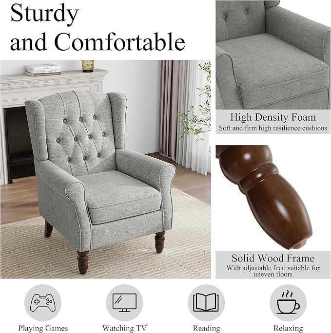 Mid-Century Modern 2-Piece Wingback Chair Set - Image 4