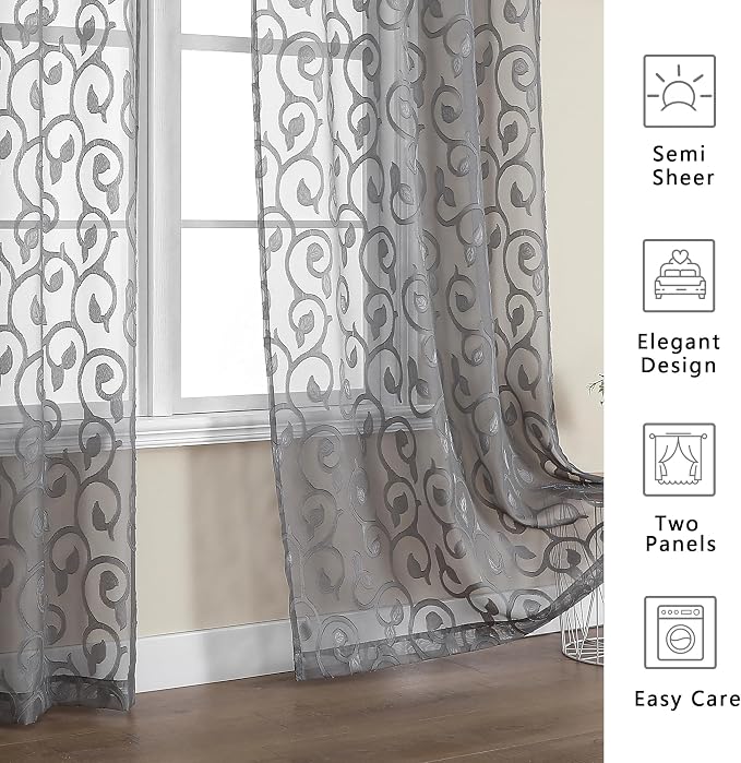 OWENIE Furman Sheer Curtains 84 inches Long - Image 6
