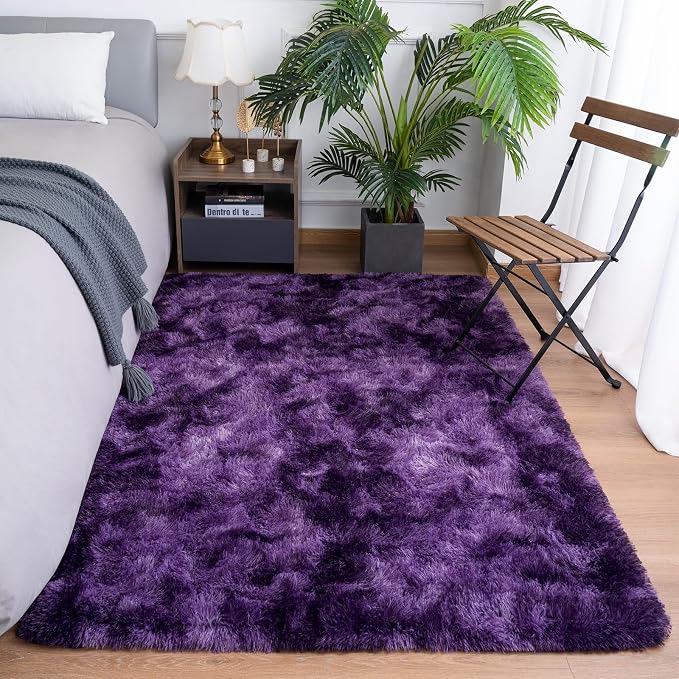 Goideal Fluffy Rug for Bedroom Living Room, 3x5 Purple Area Rugs, Faux Fur Shag - Image 2