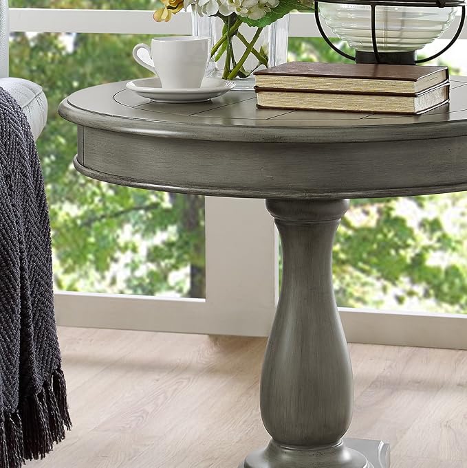 Roundhill Furniture Rene Contemporary Wood Pedestal Side Table - Image 6