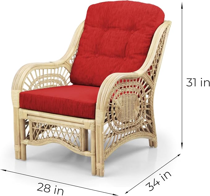 Malibu Lounge Living Accent Armchair Natural Rattan Wicker Handmade Design - Image 2