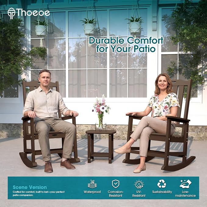 THOEOE Oversized Rocking Chair Set of 2, Outdoor Rocking Chair - Image 2