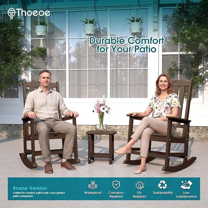 THOEOE Oversized Rocking Chair Set of 4, Outdoor Rocking Chair - Image 2