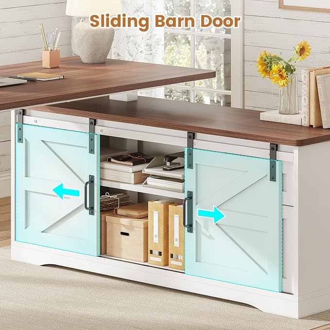 SEDETA Farmhouse L Shaped Standing Desk, 55 inch Height Adjustable Corner Desk - Image 8