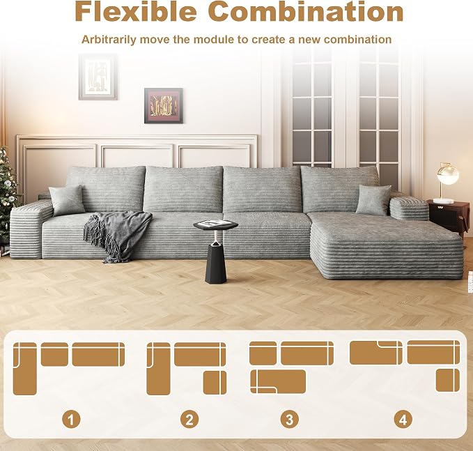136" Sectional Couches for Living Room Cloud Couch Sofa - Image 6