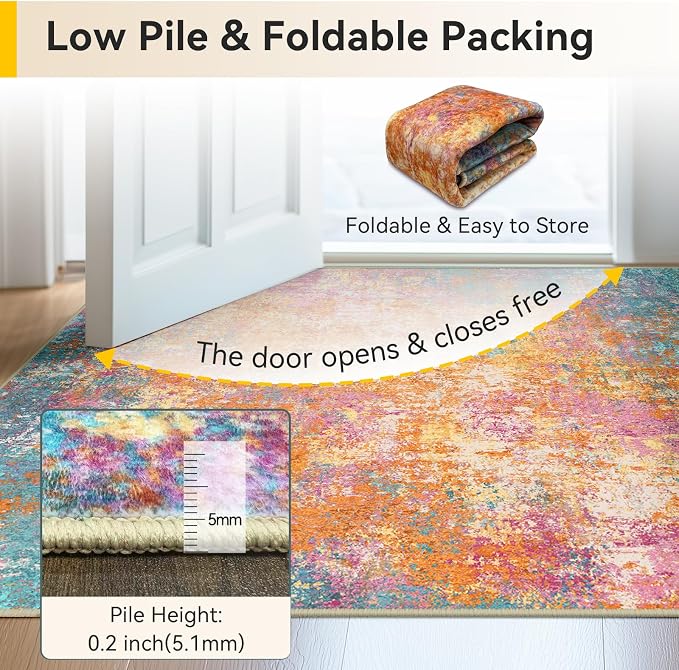 RELEANY Washable Area Rugs 9'x12' Non-Slip Modern Abstract Soft - Image 6