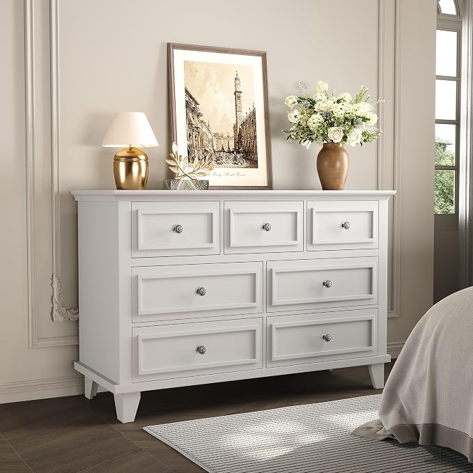 IDEALHOUSE 7 Drawer Dresser, Large Wooden Storage Chest of Drawers - Image 4