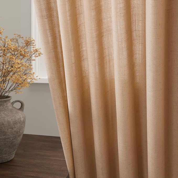 Nanspring Camel Linen Curtains 2 Panels Set - Image 4