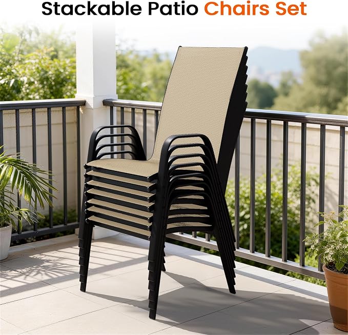 JEAREY Patio Dining Chairs Set of 6, Outdoor Stackable Dining Furniture Set - Image 7