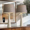 Oneach 25.75" White Table Lamp Set of 2, Modern Vintage Bedside Table Lamps by Oneach