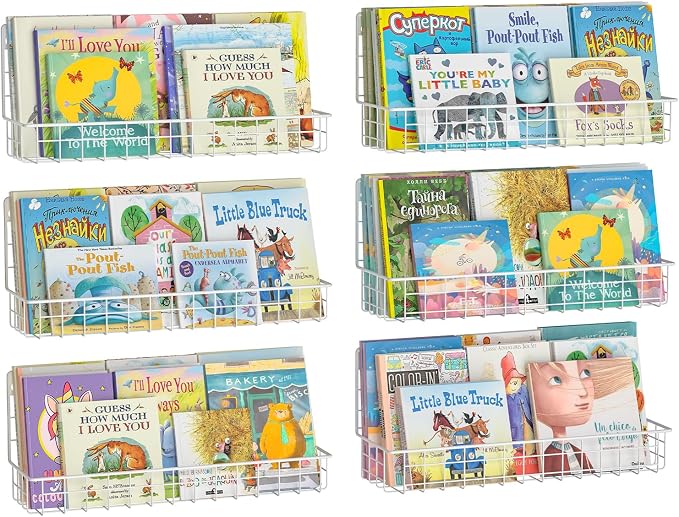 X-cosrack 4-Pack Wall Mounted Metal Kids Bookshelf, Floating Book Shelves by X-cosrack