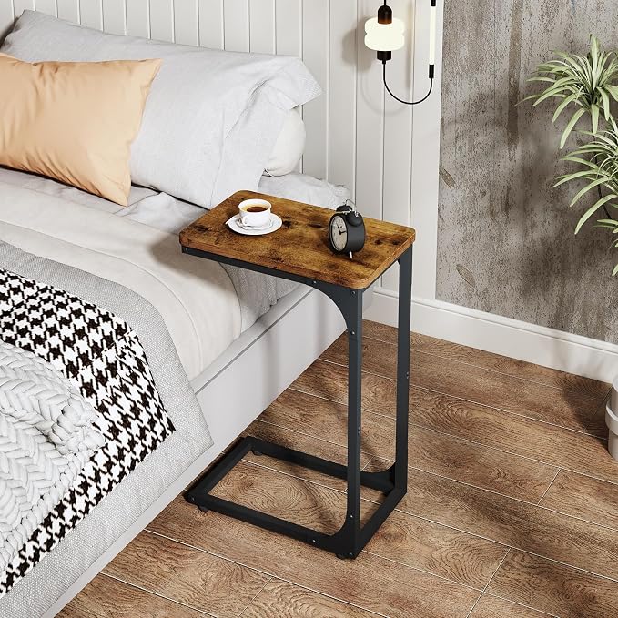 QEEIG Narrow C Shaped Side Table Set of 2 Living Room Sets Slim Couch Tray - Image 5