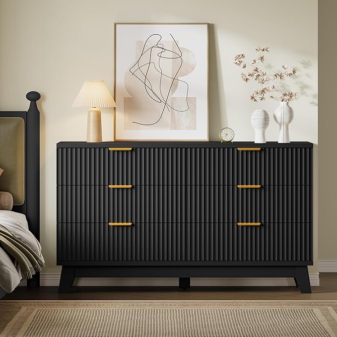 BORNOON Fluted 6 Drawer Dresser, 47.2" Wide Modern Boho Chest of Drawers - Image 4