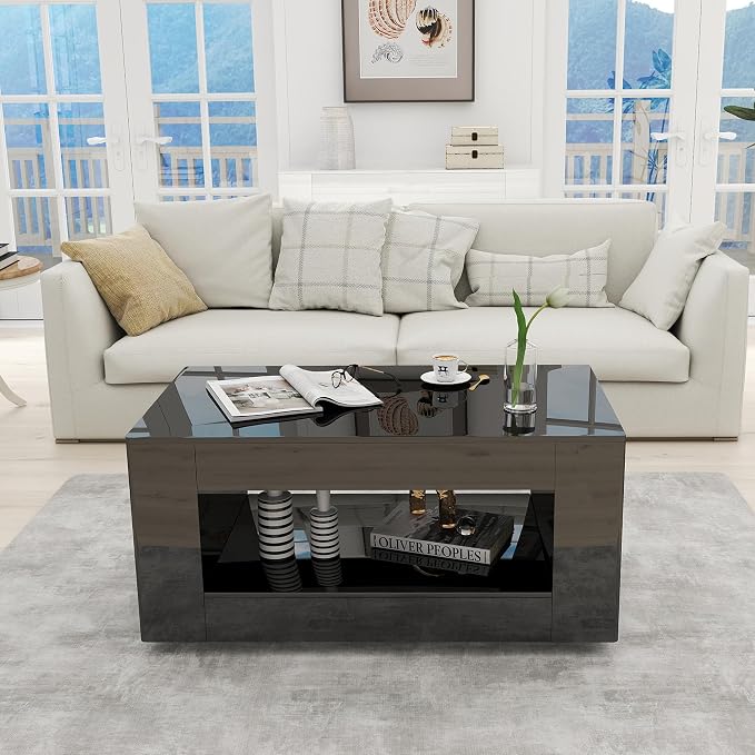 39" High Gloss Wood Coffee Table - Image 5