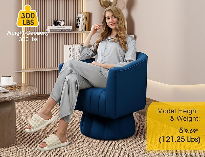 Dewhut Swivel Accent Chair, 360° Swivel Barrel Chair - Image 3