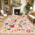 8x10 Area Rugs for Living Room: Floral Washable Rug Vintage Large Soft Boho by PLHXFRSoftAreaRugs