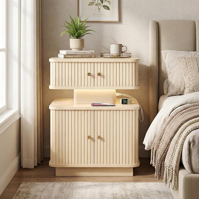 Nightstands Set of 2 with Charging Station, Modern Night Stands Set 2 with - Image 7