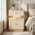Nightstand with Charging Station, Modern Night Stand with Smart Led Light and 2 by Akmakm