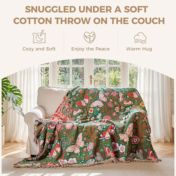 LUTBM Boho Throw Blanket for Couch Sofa Chair Cotton Summer Blankets for - Image 4