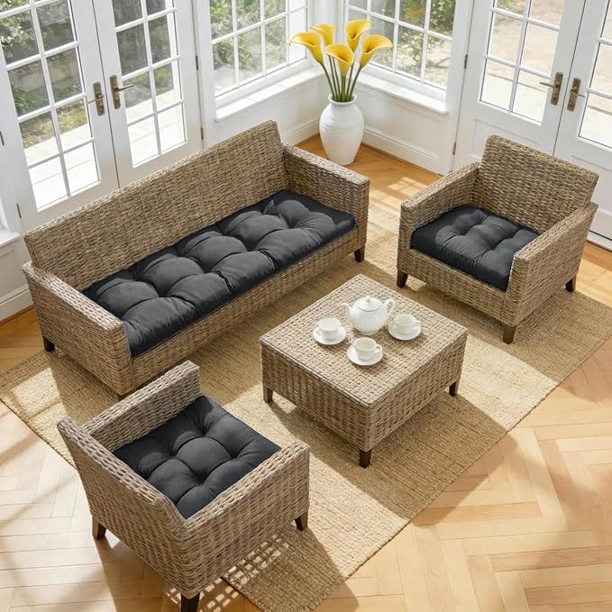 Wicker Chair Cushions of 3 Pieces, Waterproof Cushions - Image 6