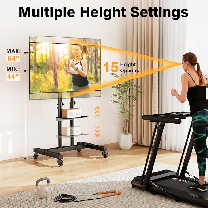 TAVR Furniture Mobile TV Stand Rolling TV Cart Floor Stand - Image 2