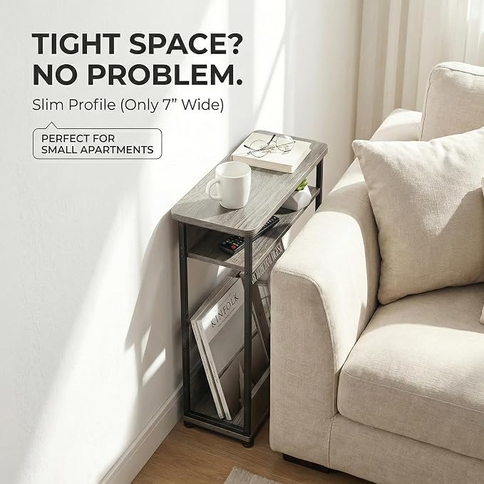 Narrow Side Table, 3-Tier Slim End Table - Image 9