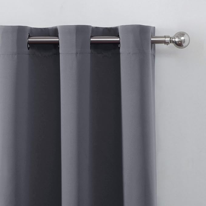 LEMOMO Grey Blackout Curtains 52 x 63 Inch/Gray Curtains Set of 2 Panels/Room - Image 6