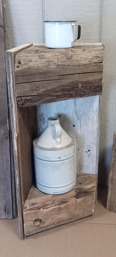 Reclaimed Historic Wood Corner end Table 24 inch Beige by Goberco
