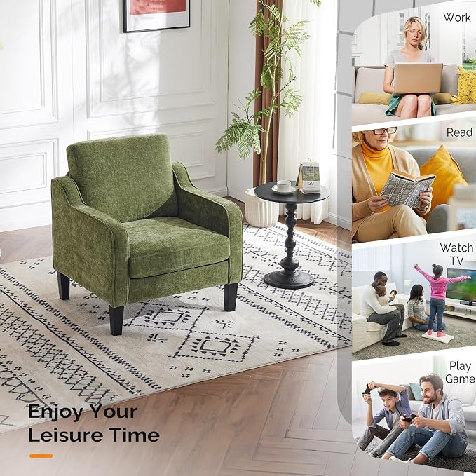 VINGLI Accent Chair for Living Room Chairs Olive Green Reading Chair for - Image 9