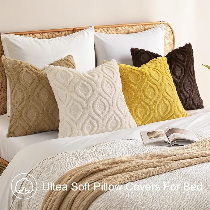 decorUhome Summer Throw Pillow Covers 18x18 Inch Set of 2, Soft Plush Faux Wool - Image 4