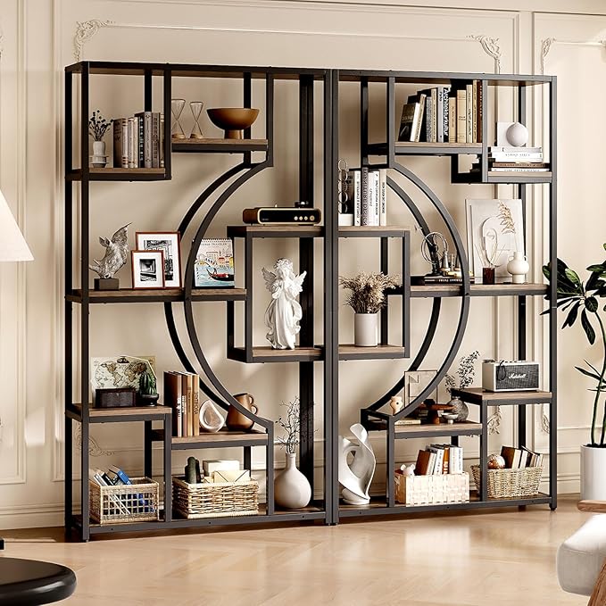 HolliWill 70.8" Tall Bookshelf Set of 2, Etagere Bookcase - Image 4