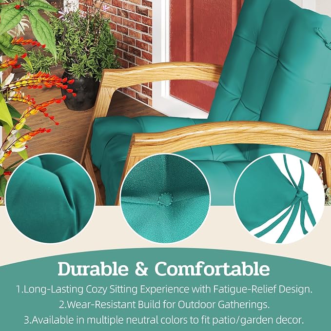 Outdoor Chair Cushions Set of 2, High Back Soft Seat Pad - Image 6