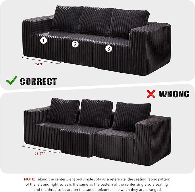 Hobestluk Modular Sectional Sofa Memory Foam Couch Oversized Sectional Sofa - Image 4