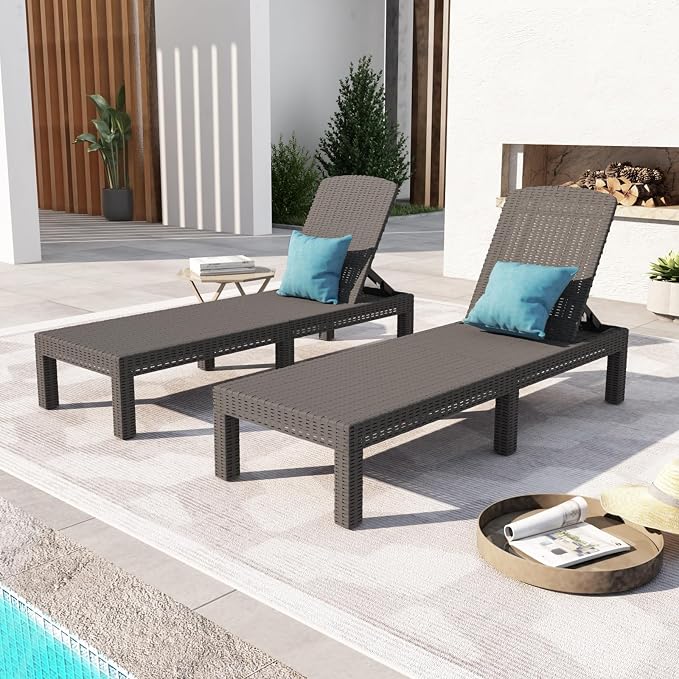 DIMAR GARDEN Beach Chairs Outdoor Chaise Lounge, Resin Pool Lounge Chair - Image 8