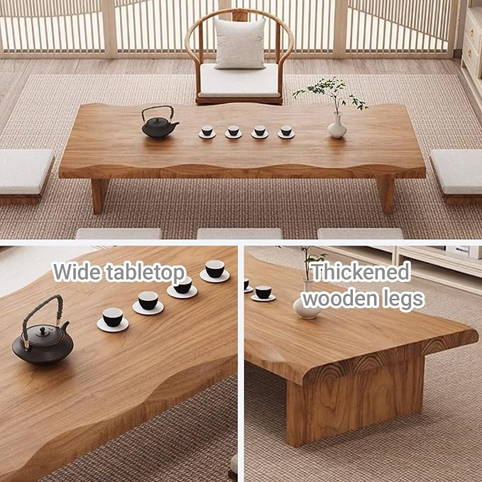 Japanese Tatami Wooden Coffee Table Palace Style Small Wooden Tables - Image 4