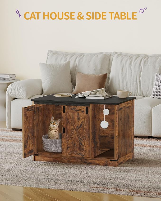 Hzuaneri Cat Litter Box Enclosure, Hidden Litter Box Cabinet Furniture - Image 7