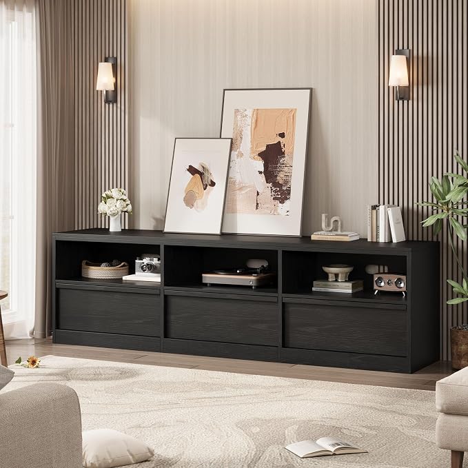 GarveeHome 70 in TV Stand for TVs up to 85 in, Mid Century Modern Entertainment - Image 3