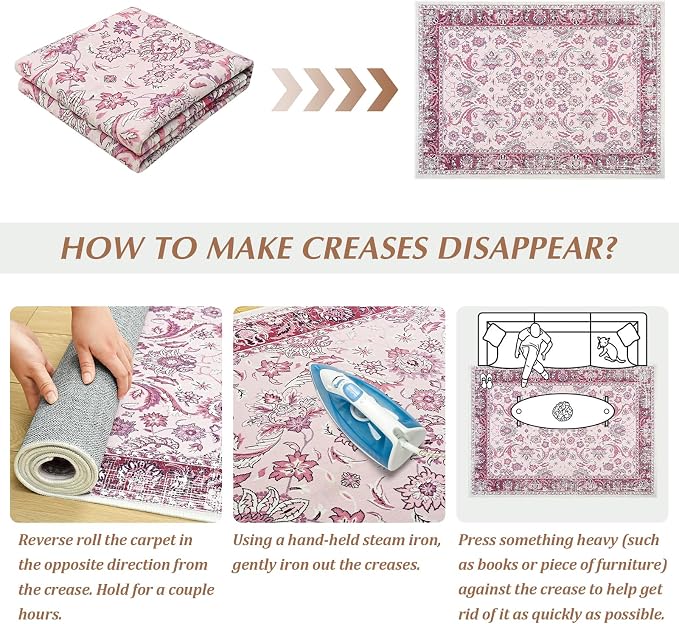 Area Rugs for Living Room, Washable 5x7 Area Rug for Bedroom, Floral Non-Slip - Image 8