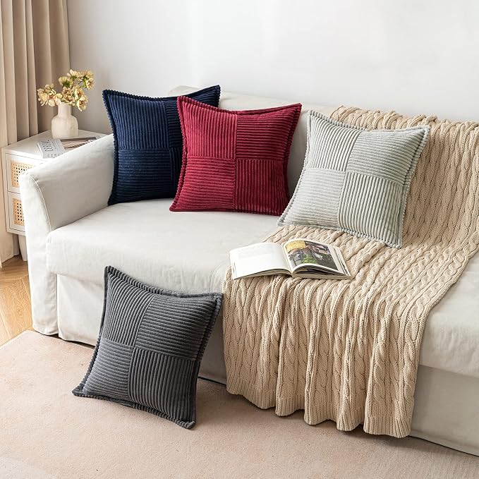 MIULEE Dark Grey Corduroy Pillow Covers 16x16 Inch - Image 5
