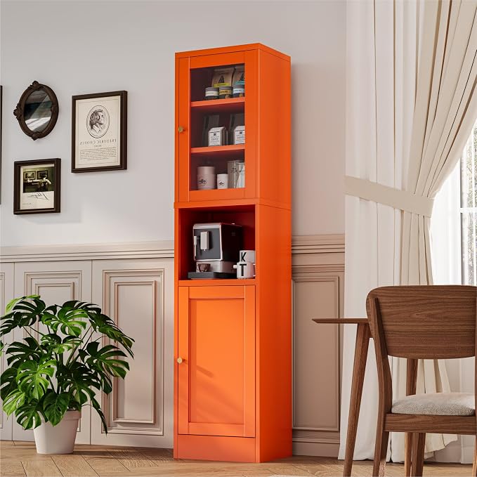 YAUWOH 2-Door Metal Storage Cabinet, Tall Slim Pantry Organizer - Image 5