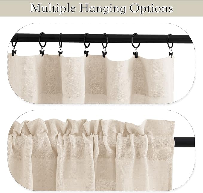 RYB HOME Cafe Curtains 24 inches Length, Linen Sheer Short Curtains - Image 5