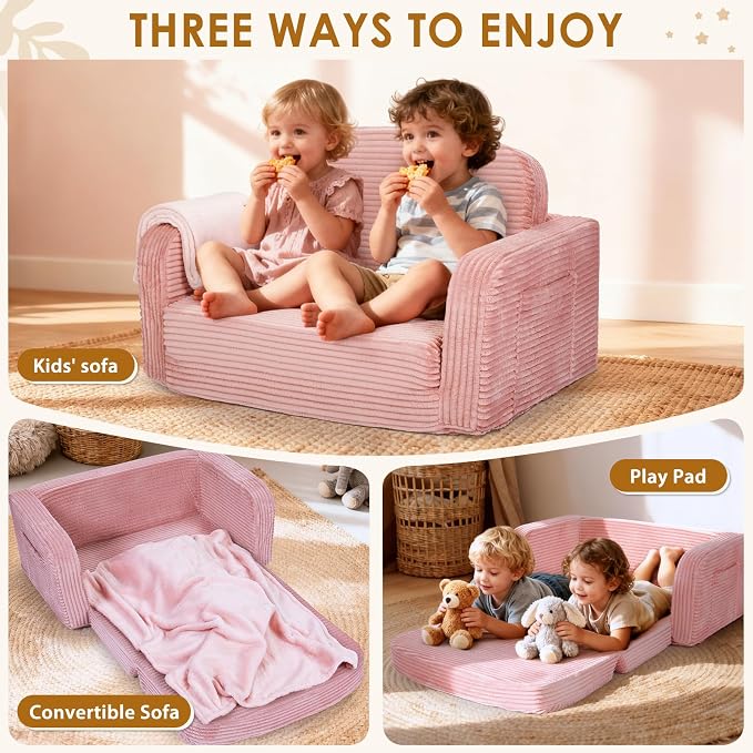 Foryoomi Extra Wide 2 in 1 Convertible Toddler Kids Couch - Image 4