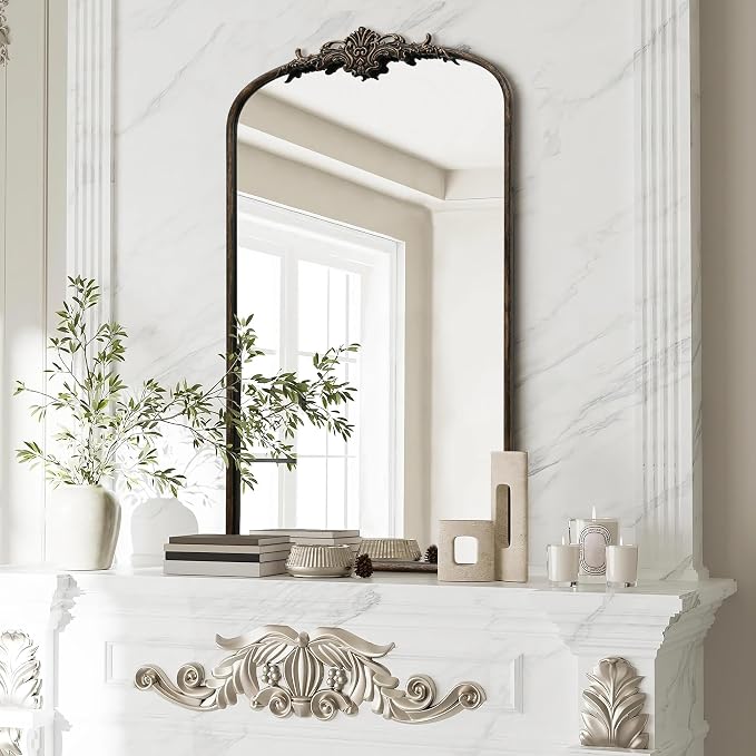 Besdomus Vintage Black Arched Mirror: 24"x42" French Large Arch Black Antique - Image 4