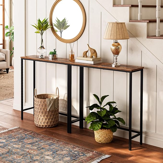 HOOBRO 2 Pack Narrow Console Table, 29.5" Small Entryway Table, Thin Long Sofa - Image 2